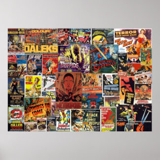 Vintage Science Fiction Movies Collage Poster