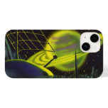 Vintage Science Fiction Neon Green Planet w Rings Case-Mate iPhone 14 Case