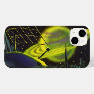 Vintage Science Fiction Neon Green Planet w Rings Case-Mate iPhone 14 Case