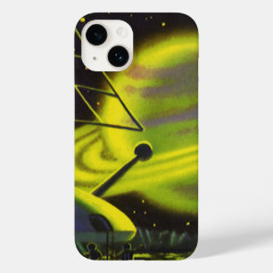Vintage Science Fiction Neon Green Planet w Rings Case-Mate iPhone 14 Case