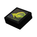 Vintage Science Fiction Neon Green Planet w Rings Gift Box