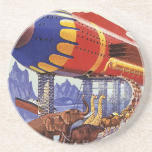 Vintage Science Fiction, Noah's Ark Wild Animals Drink Coaster