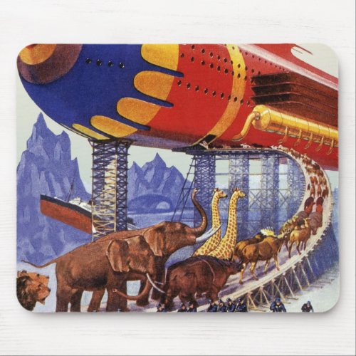 Vintage Science Fiction Noahs Ark Wild Animals Mouse Pad