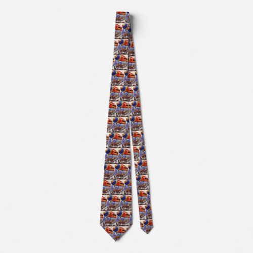 Vintage Science Fiction Noahs Ark Wild Animals Neck Tie