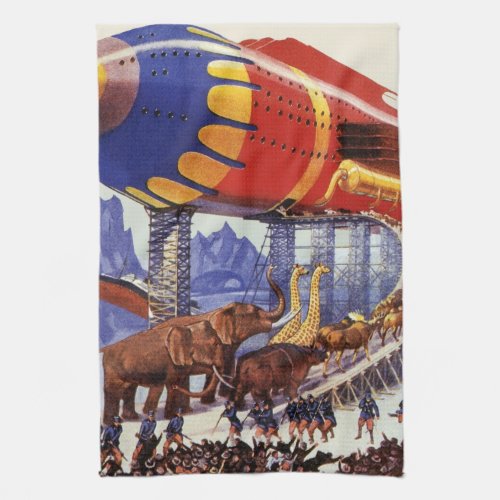 Vintage Science Fiction Noahs Ark Wild Animals Towel