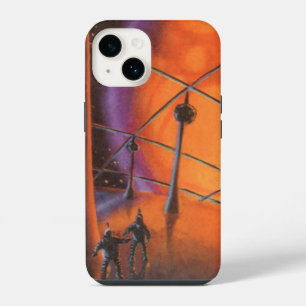 Vintage Science Fiction, Orange Sun and Aliens iPhone 14 Case