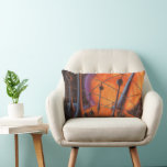 Vintage Science Fiction, Orange Sun and Aliens Lumbar Pillow