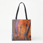 Vintage Science Fiction, Orange Sun and Aliens Tote Bag