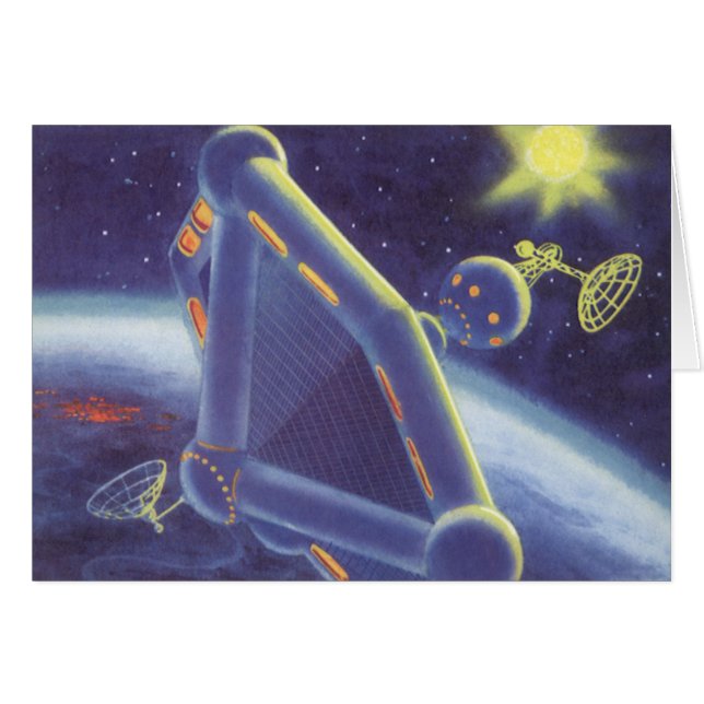 Vintage Science Fiction Orbiting Space Station Cards (Front Horizontal)