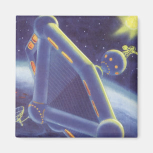 Vintage Science Fiction Orbiting Space Station Magnet