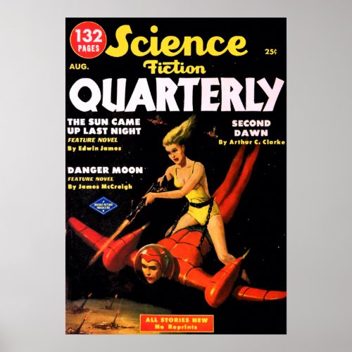 Vintage Science Fiction Quarterly Space Travel Poster