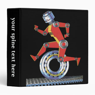 Vintage Science Fiction Robot Running with Wheel 3 Ring Binder
