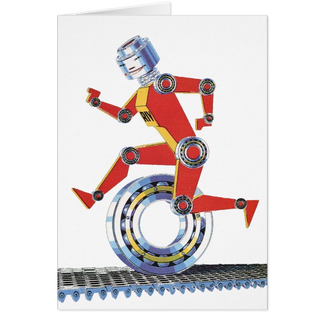 Vintage Science Fiction Robot Running with Wheel Cards (Front)