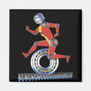 Vintage Science Fiction Robot Running with Wheel Magnet