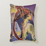Vintage Science Fiction Robot with Laser Beam Eyes Accent Pillow