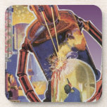 Vintage Science Fiction Robot with Laser Beam Eyes Coaster