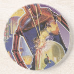 Vintage Science Fiction Robot with Laser Beam Eyes Drink Coaster