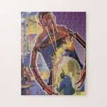 Vintage Science Fiction Robot with Laser Beam Eyes Jigsaw Puzzle