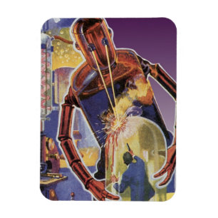 Vintage Science Fiction Robot with Laser Beam Eyes Magnet