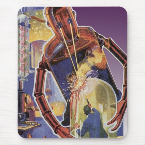 Vintage Science Fiction Robot with Laser Beam Eyes Mouse Pad