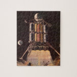 Vintage Science Fiction Rocket Blasting Off Planet Jigsaw Puzzle