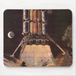 Vintage Science Fiction Rocket Blasting Off Planet Mouse Pad