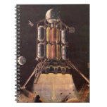 Vintage Science Fiction Rocket Blasting Off Planet Notebook