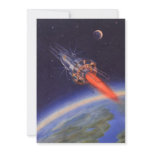 Vintage Science Fiction Rocket in Space over Earth Cards