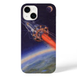 Vintage Science Fiction Rocket in Space over Earth Case-Mate iPhone 14 Case