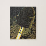 Vintage Science Fiction, Rocket Landing on Moon Jigsaw Puzzle