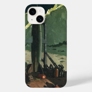 Vintage Science Fiction, Rocket on Foreign Planet Case-Mate iPhone 14 Case