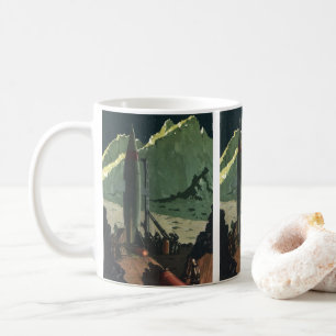 Vintage Science Fiction, Rocket on Foreign Planet Coffee Mug