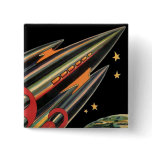 Vintage Science Fiction Rocket Ship by Space Stars Button