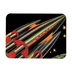 Vintage Science Fiction Rocket Ship by Space Stars Magnet