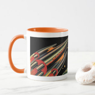 Vintage Science Fiction Rocket Ship by Space Stars Mug