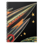 Vintage Science Fiction Rocket Ship by Space Stars Notebook