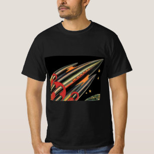 Vintage Science Fiction Rocket Ship by Space Stars T-Shirt