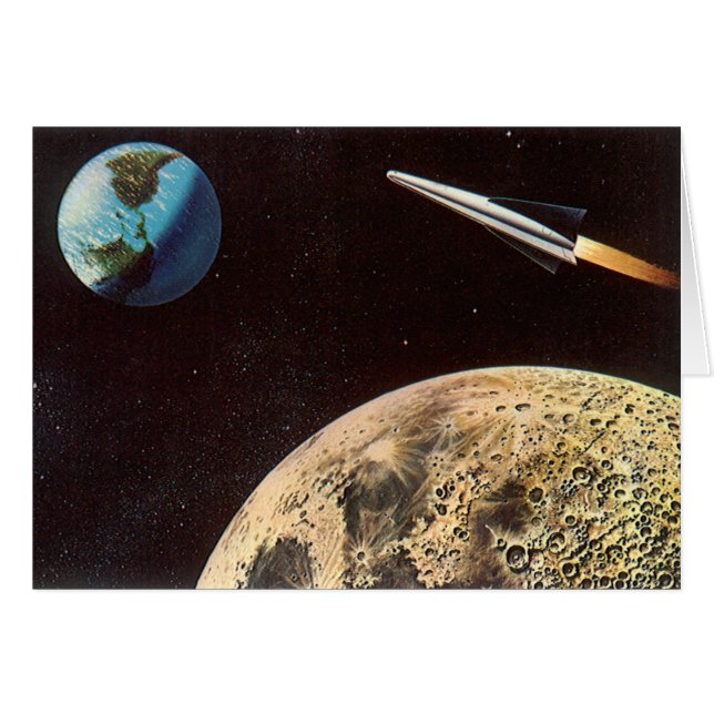 Vintage Science Fiction, Rocket Ship Over the Moon (Front Horizontal)