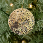 Vintage Science Fiction, Rocket Ship Over the Moon Ceramic Ornament