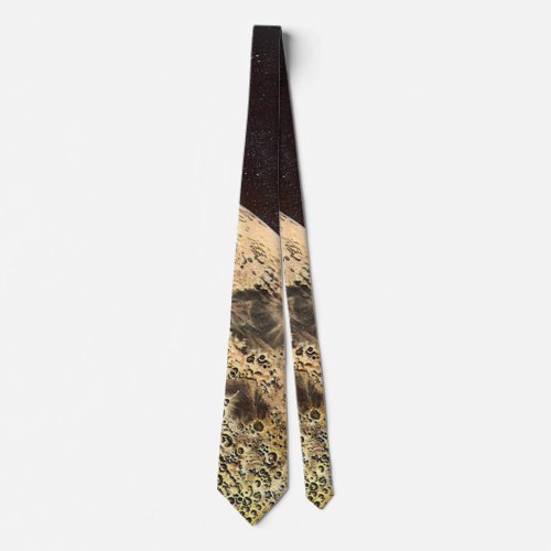 Vintage Science Fiction Rocket Ship Over the Moon Neck Tie