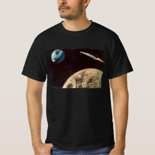 Vintage Science Fiction, Rocket Ship Over the Moon T-Shirt