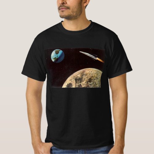 Vintage Science Fiction Rocket Ship Over the Moon T_Shirt