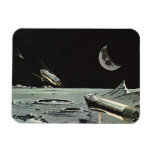 Vintage Science Fiction, Rocket Ships Moon Planets Magnet