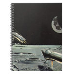 Vintage Science Fiction, Rocket Ships Moon Planets Notebook