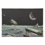 Vintage Science Fiction, Rocket Ships Moon Planets Placemat