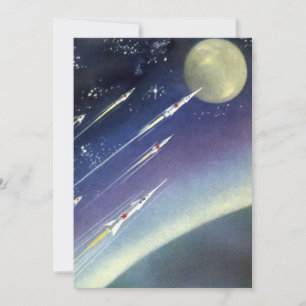 Vintage Science Fiction Rockets in Space by Planet