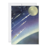 Vintage Science Fiction Rockets in Space by Planet