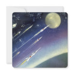 Vintage Science Fiction Rockets in Space by Planet