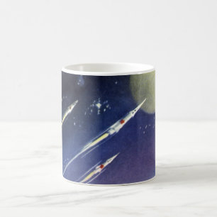 Vintage Science Fiction Rockets in Space by Planet Coffee Mug