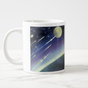 Vintage Science Fiction Rockets in Space by Planet Giant Coffee Mug